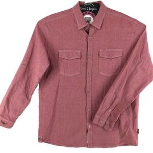 Bone On button shirt men's XL red wash stitching roll tab long sleeve western